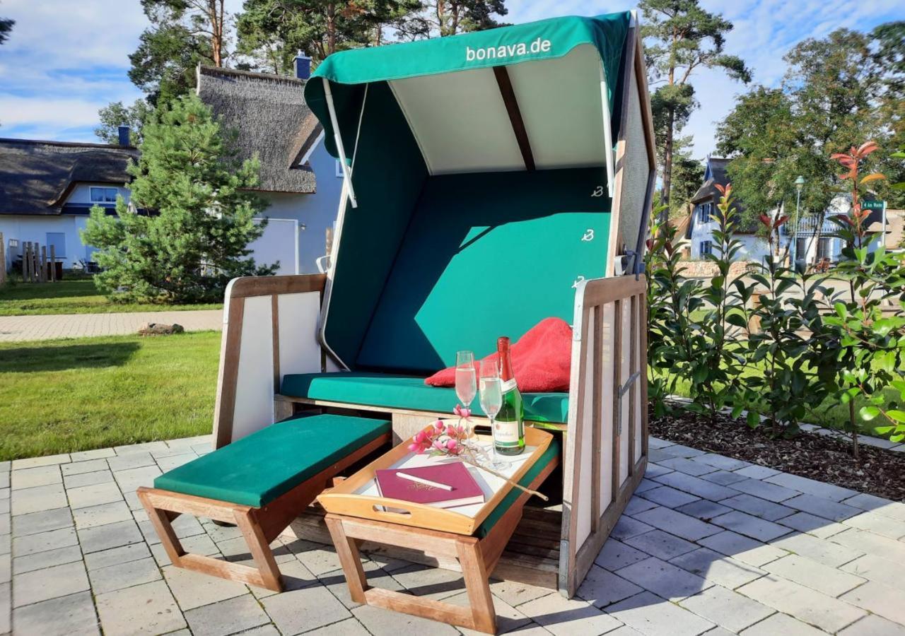 Modernes Reetdach-Ostseeferienhaus Bella Mare, Insel Usedom Mit Sauna, Kamin & Sonnenterrasse Zirchow 外观 照片